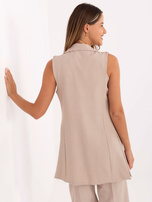 Beżowa elegancka kamizelka z podszewką RUE PARIS 