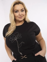 Czarna damska bluzka plus size ze ściągaczami