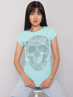 Jasnoniebieski t-shirt z aplikacją Skull