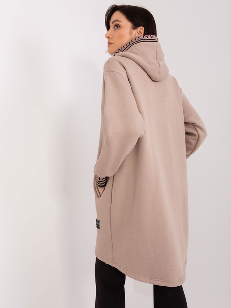 Hurtownia Ciemnobeżowa długa bluza rozpinana