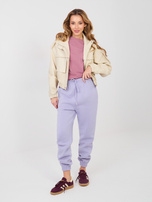 Pastelowe fioletowe dresowe spodnie joggery