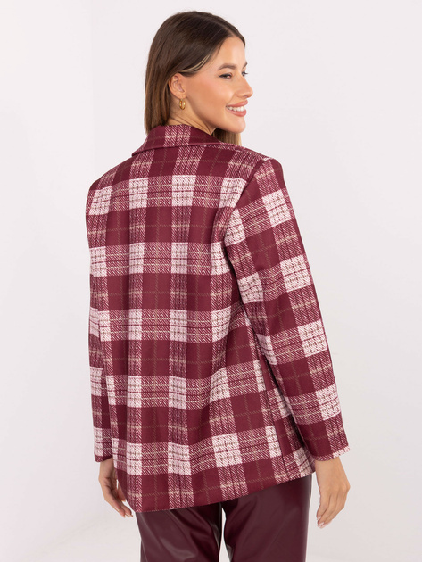 Bordowa marynarka w kratę z podszewką RUE PARIS