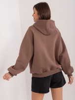 Hurtownia Brązowa ocieplana bluza z kapturem