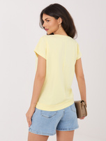 Jasnożółta damska bluzka basic z rozcięciami RUE PARIS 