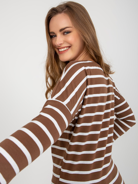 Hurt Brązowo-biała bawełniana bluzka BASIC FEEL GOOD