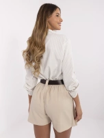 Beżowe damskie spódnico-szorty z plisowaniem