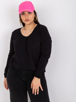 Czarna bluzka plus size z długim rękawem Hailey