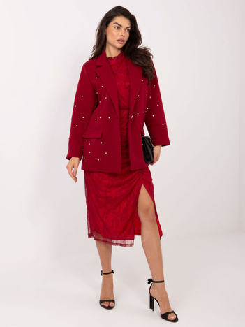 Bordowa elegancka marynarka z zapięciem na guzik