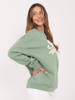 Pistacjowa damska bluza oversize z ociepleniem RUE PARIS 