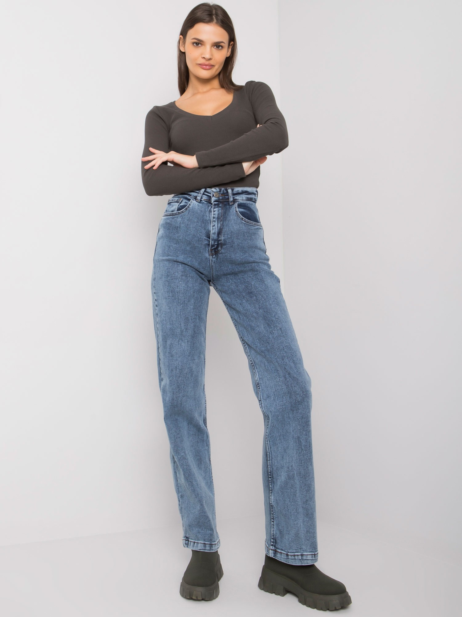 Niebieskie jeansy damskie regular Fortaleza