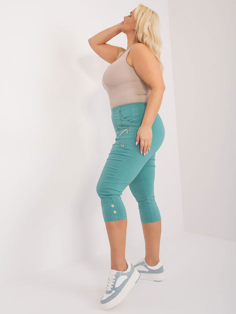 Hurt Miętowe spodnie 3/4 plus size z gumką w pasie