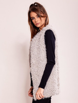 Szara futrzana kamizelka damska