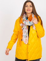 Biało-pomarańczowa chusta z printami