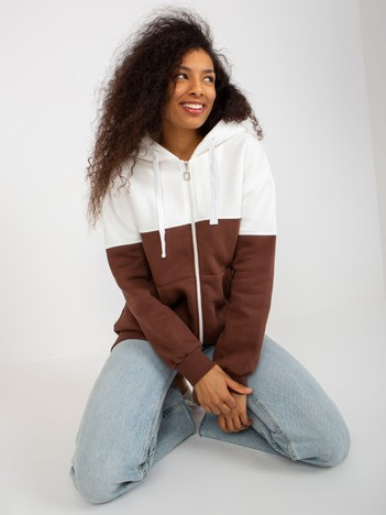 Hurt Ecru-braune Sweatshirt lange Basicjacke mit Reißverschluss.