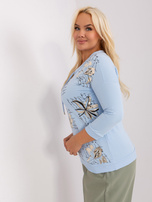 Hurt Jasnoniebieska damska bluzka plus size z printem