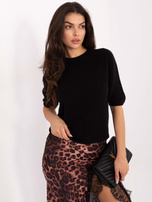 Czarny damski sweter ze ściągaczami