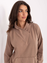 Dark beige sweatshirt with a crossover collar RUE PARIS.