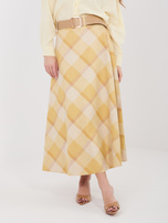 Żółta rozkloszowana spódnica w kratę