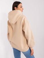 Hurtownia Beżowa dresowa bluza z kapturem