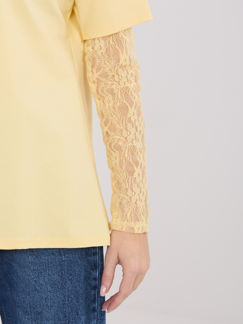 Jasnożółta damska bluzka z imitacją t-shirtu