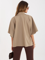 Ciemnobeżowy krótki płaszcz o kroju oversize RUE PARIS 