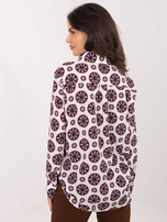 Jasnoszaro-czerwona rozpinana koszula z kołnierzykiem