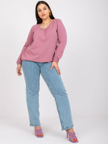 Brudnoróżowa bluzka plus size z długim rękawem Hailey