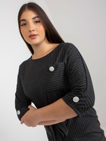 Hurt Ciemnoszara ołówkowa sukienka plus size w paski z kieszenią  