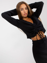 Hurtownia Czarna letnia bluzka na co dzień z muślinu SUBLEVEL 