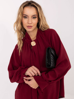 Bordowa elegancka bluzka z bufiastymi rękawami