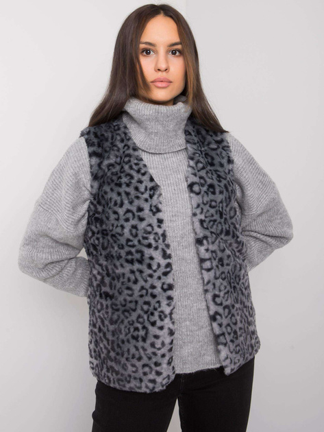 Grafitowa kamizelka futrzana w cętki Perrina