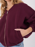 Burgundowa rozpinana bluza z dekoltem V