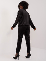 Hurtownia Czarny casualowy komplet damski z weluru