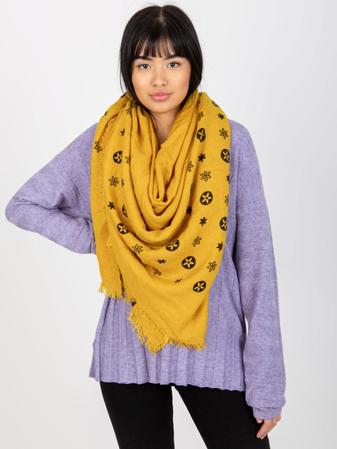 Hurtownia Żółty damski szal z nadrukiem