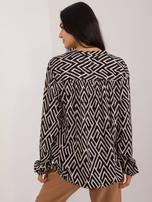Hurt Czarna wiskozowa bluzka we wzory SUBLEVEL
