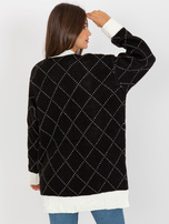 Hurt Czarny luźny sweter rozpinany z guzikami RUE PARIS