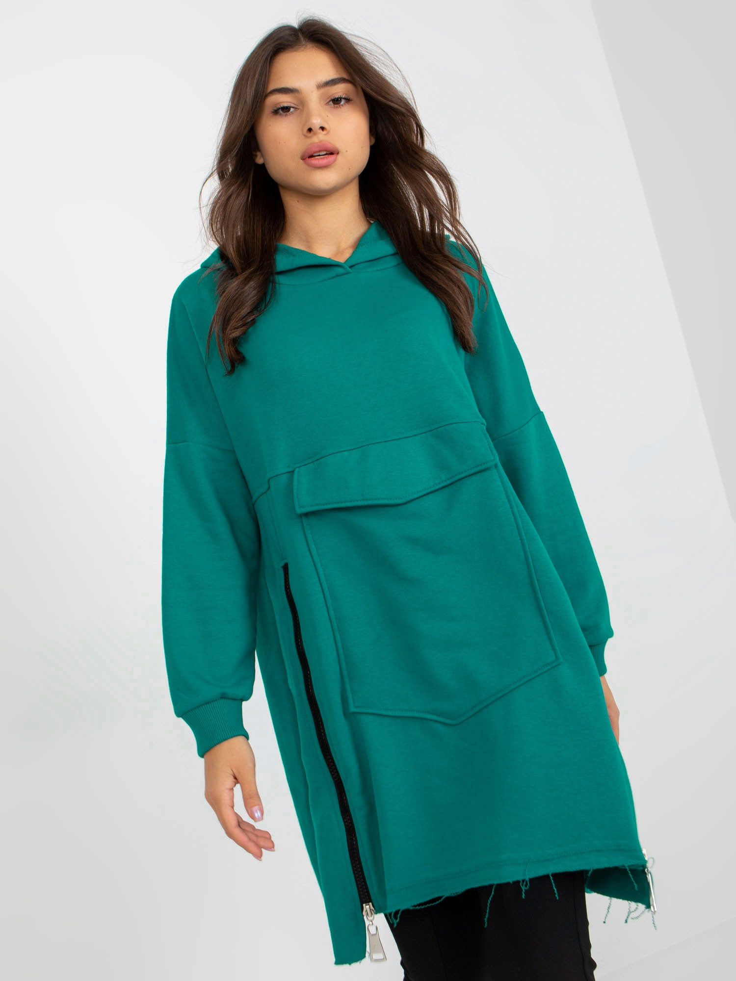 Hurtownia Morska długa bluza basic oversize z kapturem 