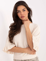 Kremowy damski sweter z rękawem 3/4