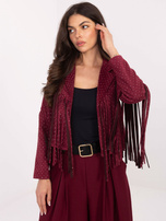 Bordowa zamszowa kurtka z dżetami