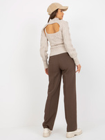 Hurt Jasnobeżowy dzianinowy komplet z krótkim swetrem i topem