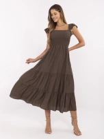 Brązowa rozkloszowana sukienka na lato