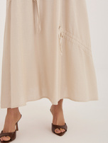 Beżowa midi spódnica z wiązaniami 