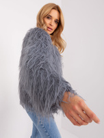 Hurt Szara futrzana kurtka przejściowa z kieszeniami