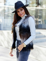 Czarno-szara damska kamizelka futrzana Romi