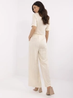 Jasnobeżowe zwiewne spodnie z dodatkiem lnu