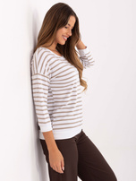 Biało-fango casualowa bluzka w paski