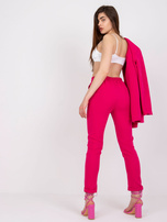 Fuksjowe spodnie damskie z gumką w pasie Hidalgo