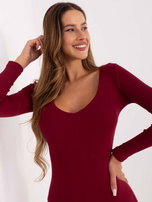 Bordowa sukienka z długim rękawem RUE PARIS 