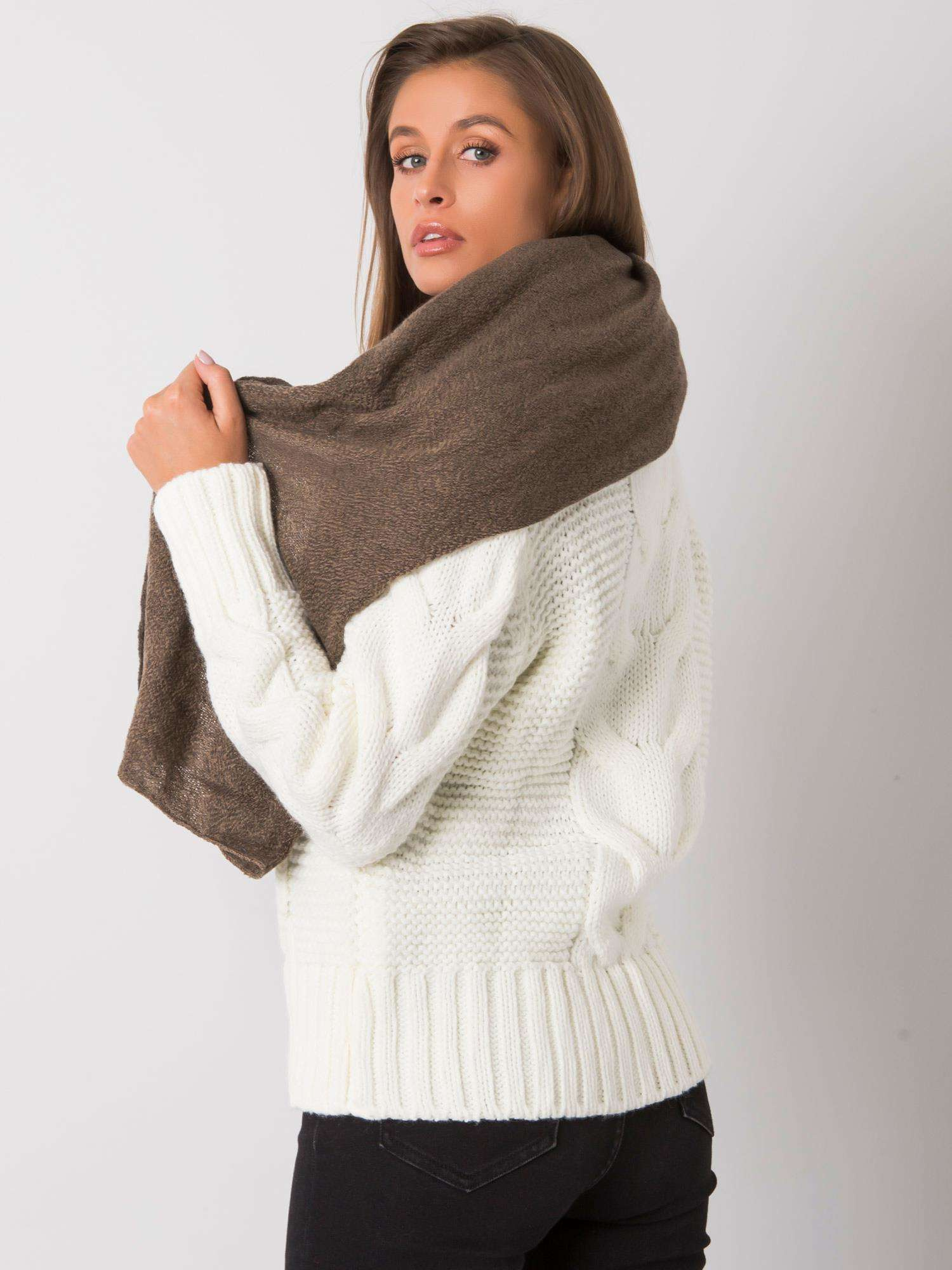 Dark beige knitted scarf