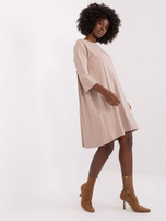 Hurt Dark Beige Cotton Dress Jamelia RUE PARIS.